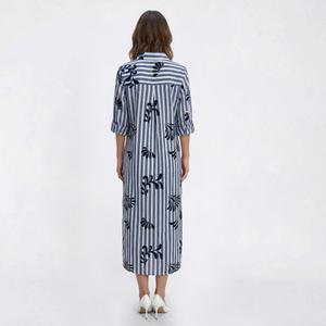 Womens Mlle Gabrielle Roll Tab Sleeve Stripe Shift Midi Dress alternate view